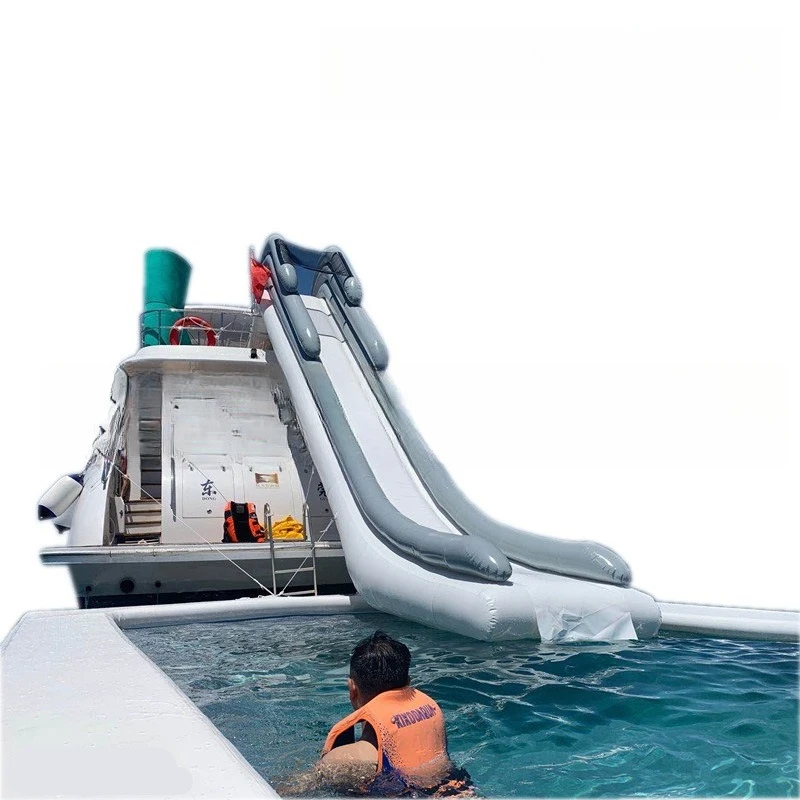 

Inflatable Water Yacht Slide Luxury Cruise with Mesh Pool Floating Diving Air Cushion Pool Sea Sofa Floating Table