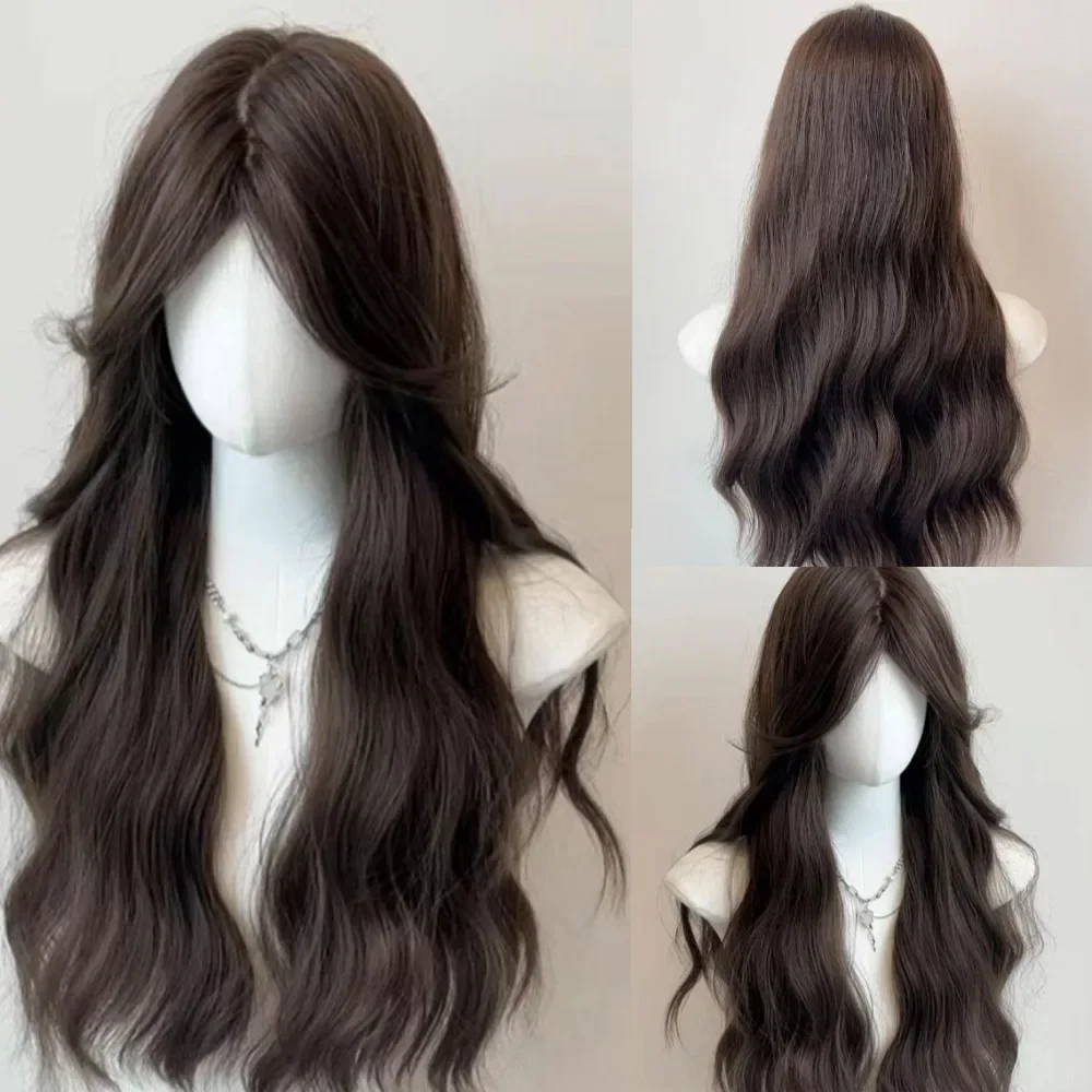 

Wig for Women Long Wavy Black Brown Wigs Natural Water Ripple Center Parted Eight Curly Hair Soft Hair.for Daily Use Cosplay