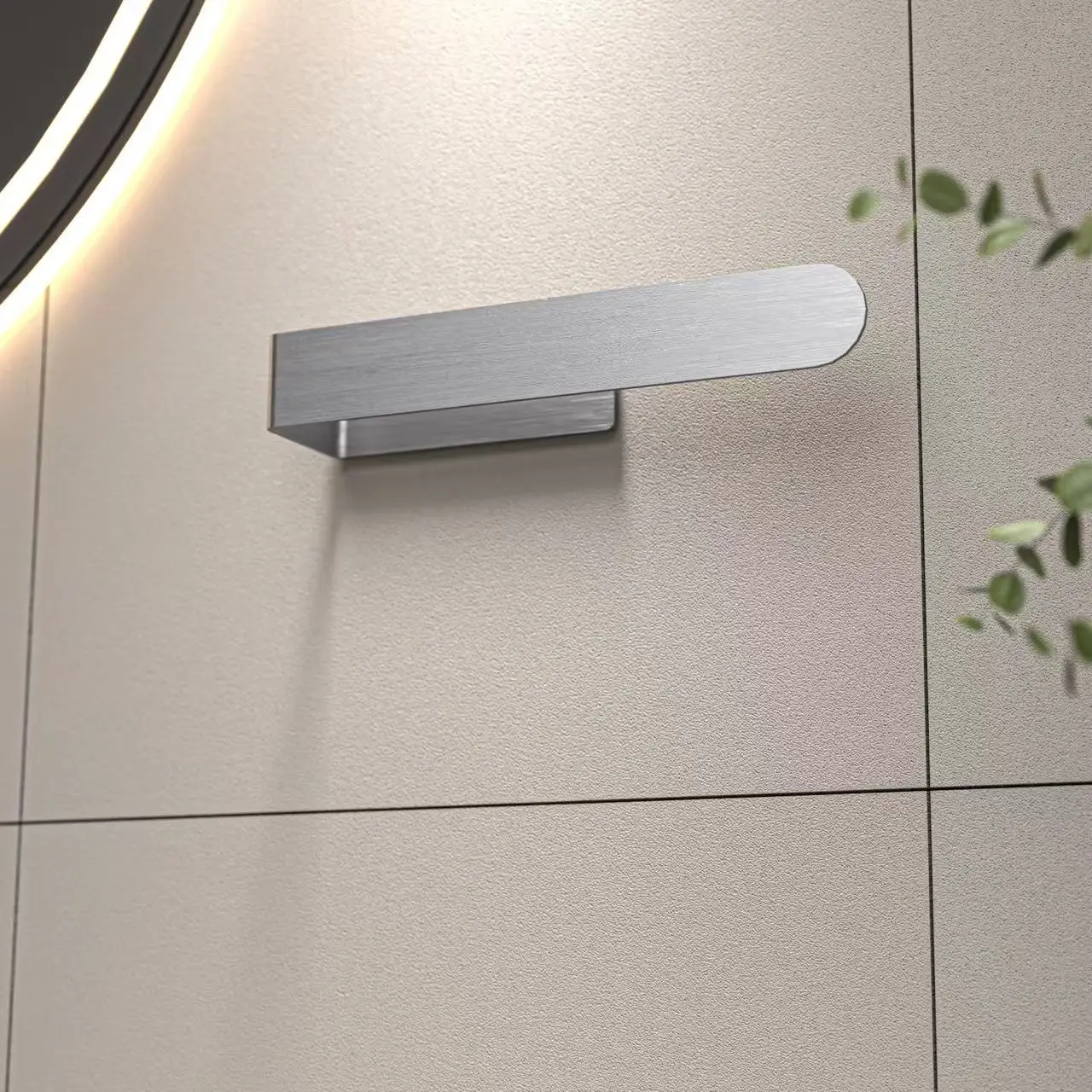 

1pc self-adhesive wall-mount SS towel rack, bath/kitchen, no drill, quick install, space-saving.