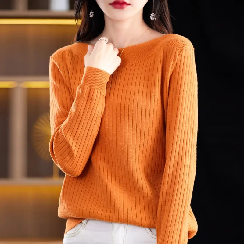 

Women's Crew Neck Long Sleeve Woolen Knitted Loose Base Shirt Spring Autumn Winter Fashionable Versatile Outerwear Sweater