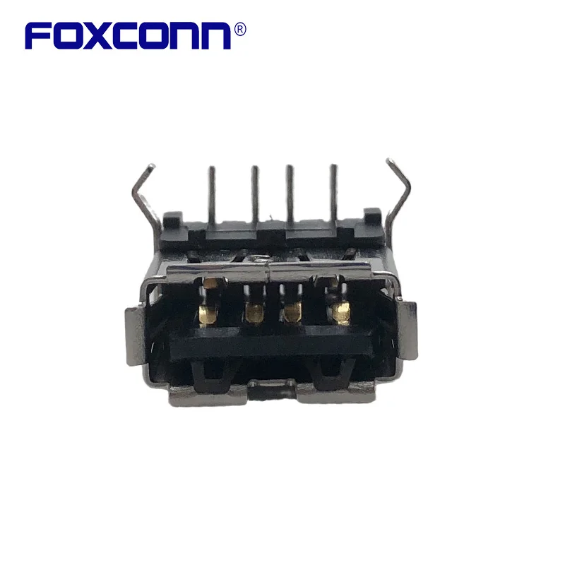 Foxconn UB11123-4K5-4F Single Layer Flanging USB2.0 A-type Matrixes 90 Degree Black Glue