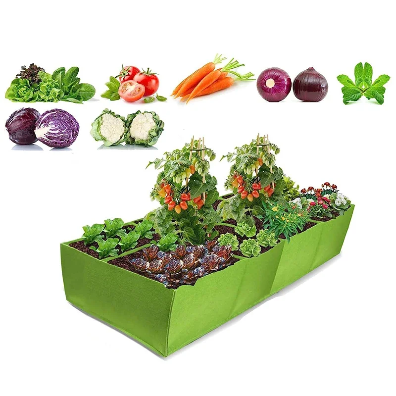 1PC Felt Grow Bag Rectangle Green Planting Nursery Pot Garden Flower Vegetable Planters Container Greenhouse Planter Tools