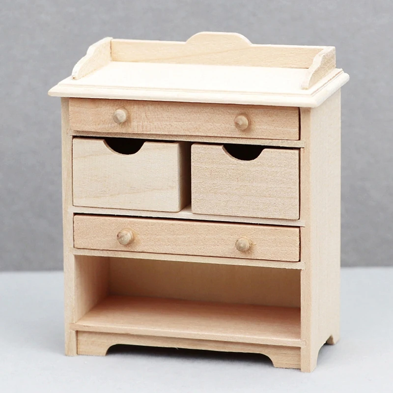 1:12 Poppenhuis Miniatuur Houten Kast Opbergrek Plank Lockers Model Meubels Decor Speelgoed Poppenhuis Accessoires