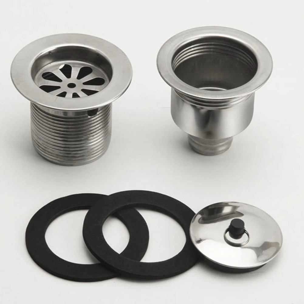 Stainless Steel Sink Drain Filter for Mop Sink Basin and Laundry Sink Featuring Round Handle and Seamless Construction