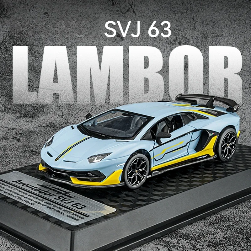 CCA Simulation 1:24 Lambor Aventador SVJ 63 Super Car Model Collection Miniature Voiture Children Boy Man Toy Vehicles Gift