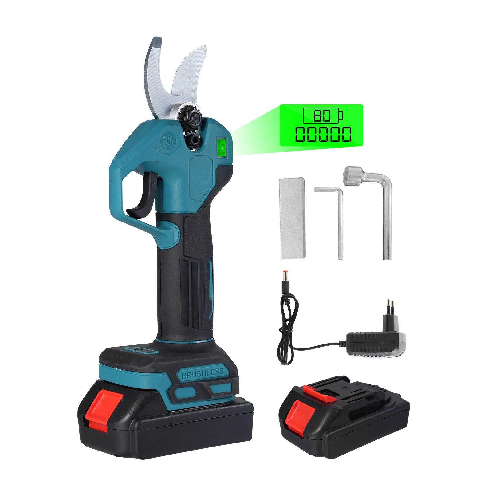 

Brushless Electric Pruning Shears with 2pcs 21V 1300mah Battery Portable Pruning Shears with LCD Display 30mm Cutting Diameter