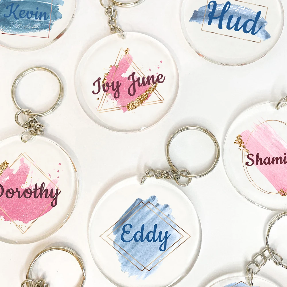 Personalized Keychain Pendant geometry with Name Key Chain Keyring Mobile Phone Bag Jewelry Accessories wedding birthday Gifts