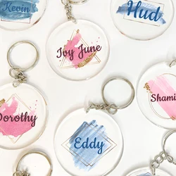 Personalized Keychain Pendant geometry with Name Key Chain Keyring Mobile Phone Bag Jewelry Accessories wedding birthday Gifts