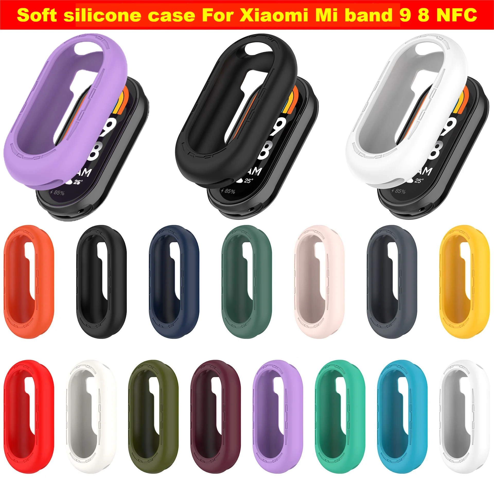 

Мягкий силиконовый защитный чехол для Xiaomi Mi Band 9, сменный чехол-браслет для Xiaomi Mi Band 8, NFC, защитная пленка для экрана браслета
