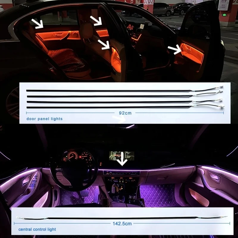 For Universal Car Interior LED Ambient Light Symphony Dynamic Decorative Interior Atmosphere Lighting Kit