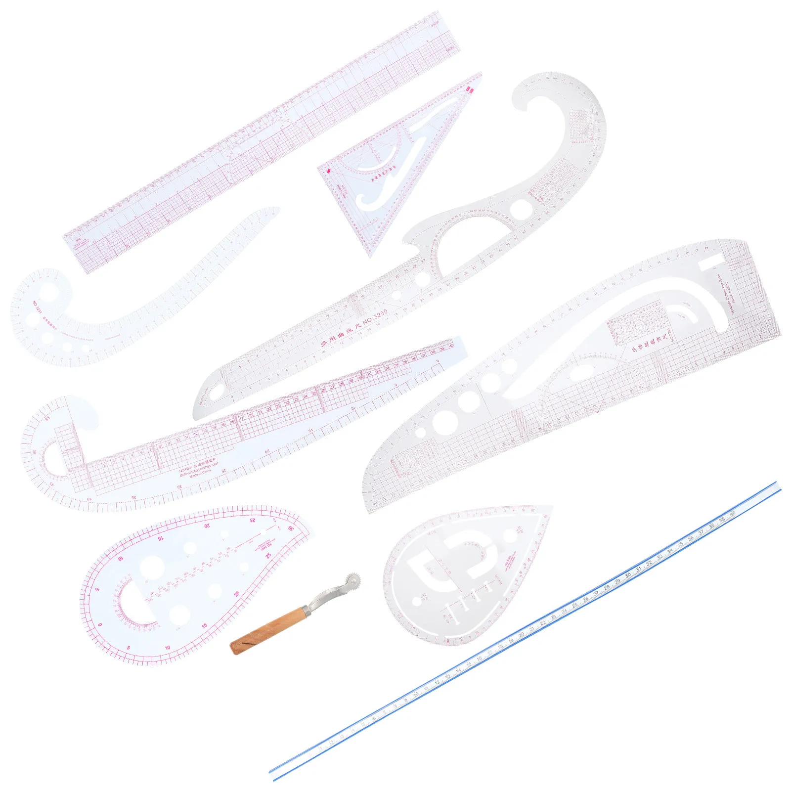 

1Set High-Density Acrylic Sewing Ruler Kit Clothing Sample Cutting Tool for DIY Pattern Drafting Curve Sleeve Tailor Measure
