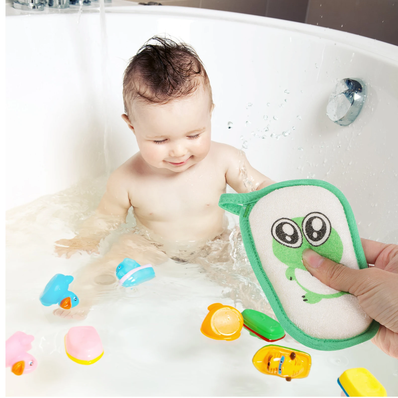 

3 Pcs Baby Bath Sponge Cotton for Newborns Kids Cartoon Bathing Scrubber Hook Deep Cleansing Safe Comfortable Daily Use
