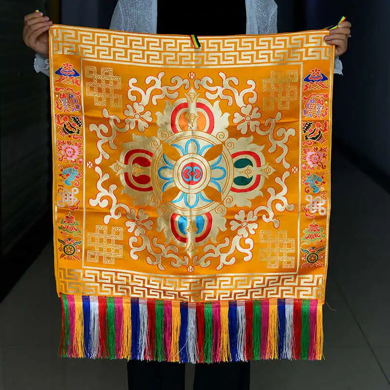 Tibetan Ethnic Articles Embroidery Cloth /King Kong Cross Pestle Offering Table Hanging Curtain Buddhist Hall Decoration Curtain
