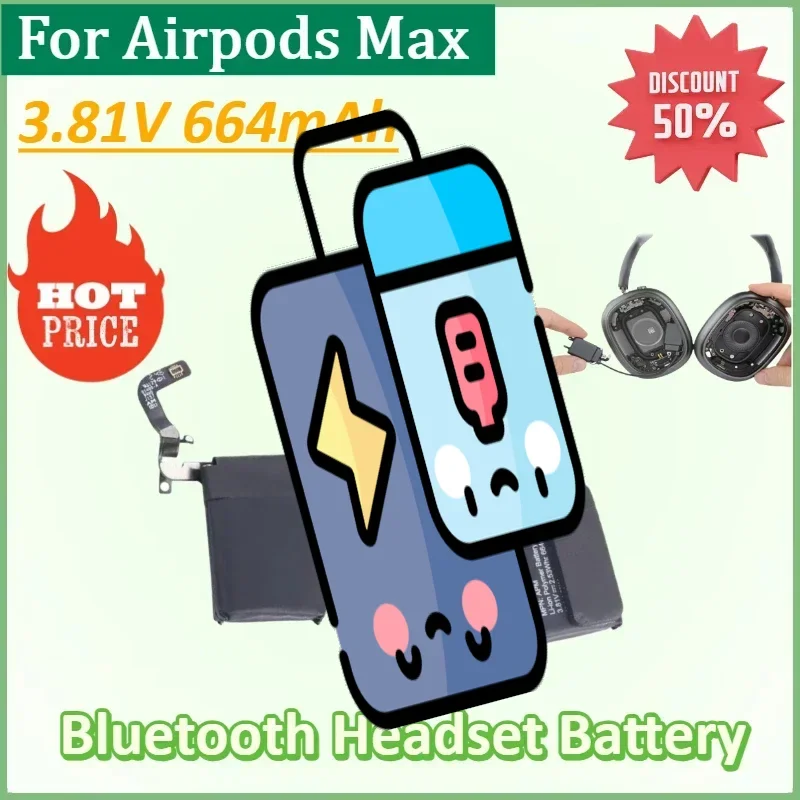 

Rechargeable Battery for Airpods Max 3.81V 664mAh Battery Replacement Repair Spare Parts Head-mounted Bluetooth Headset Battery