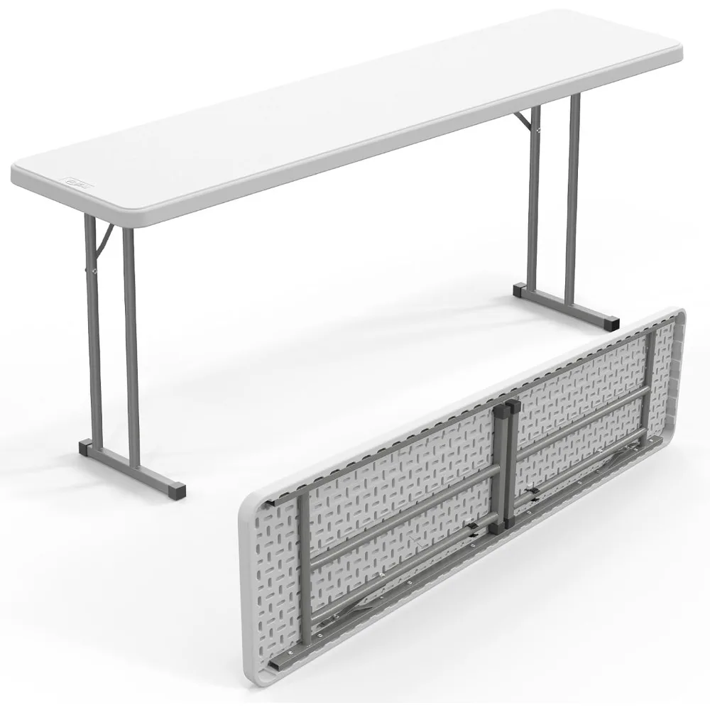

6 FT Narrow Folding Table,Premium Quality HDPE Material and Sturdy Metal Frame, Perfect for Buffet, Seminar, Party, Training, H