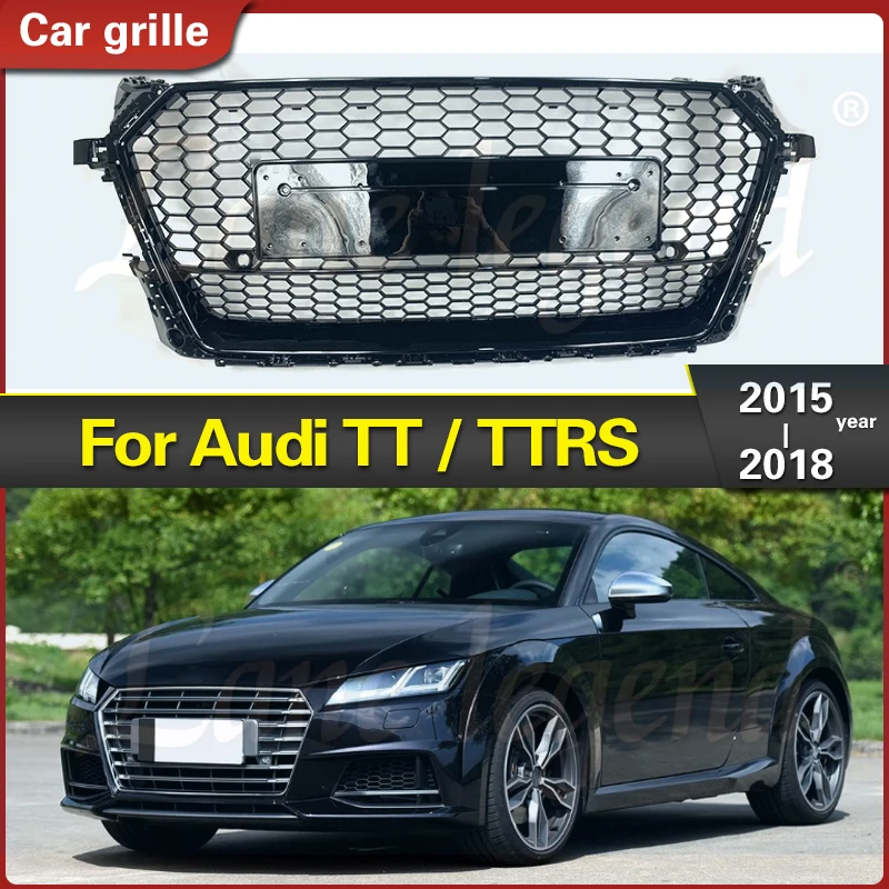 Front Sport Hex Mesh Honeycomb Hood Grill Black for Audi TT/TTS 8S Gloss Black for TTRS Style 2015 2016 2017 2018 Racing Grills