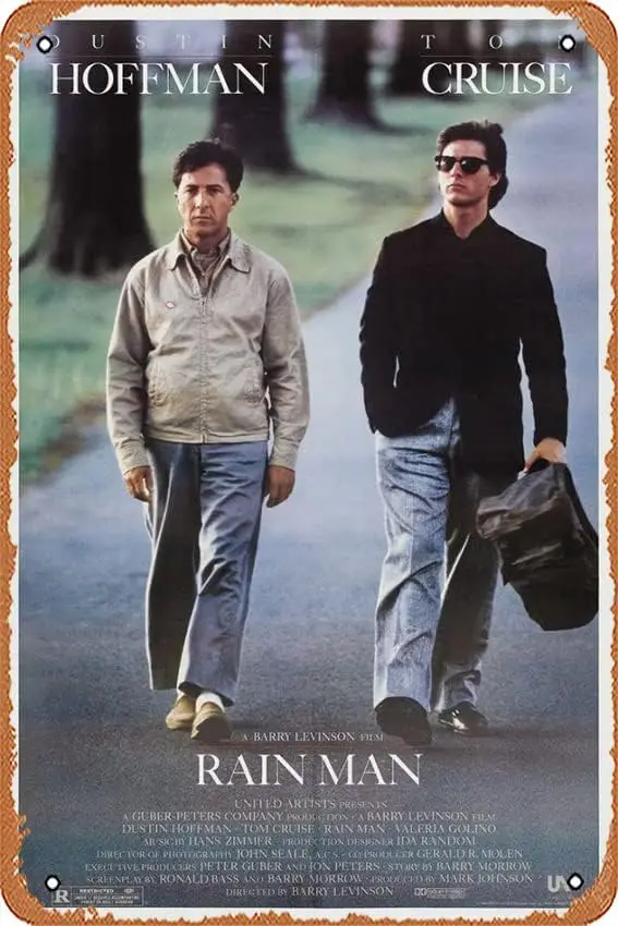 Rain Man Movie Poster 8 x 12 Inches - Retro Vintage Metal Tin Sign for Home Bar Pub Garage Decor Movie Gifts