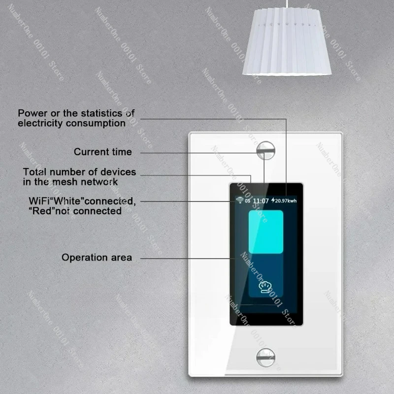 

L9 LCD Smart Switch with radar Human Sensing Function 1 Gang Smart Light Switch US Size Support Alexa Google Siri