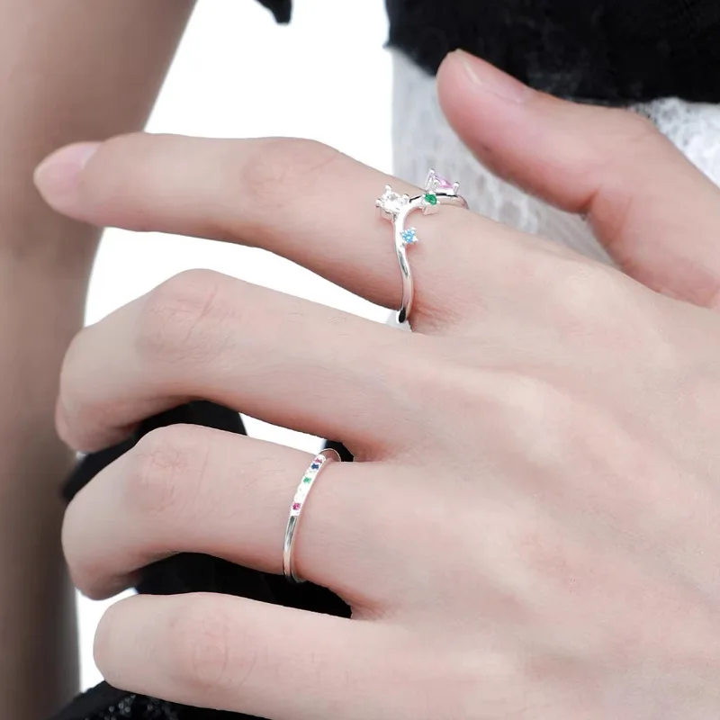 925 Sterling Silber Liebesherz Ausgehöhlter Ring für Frauen und Mädchen, Extrem Feiner Koreanischer Ins-Schmuck, Geschenk, Dropshipping – Detail 12