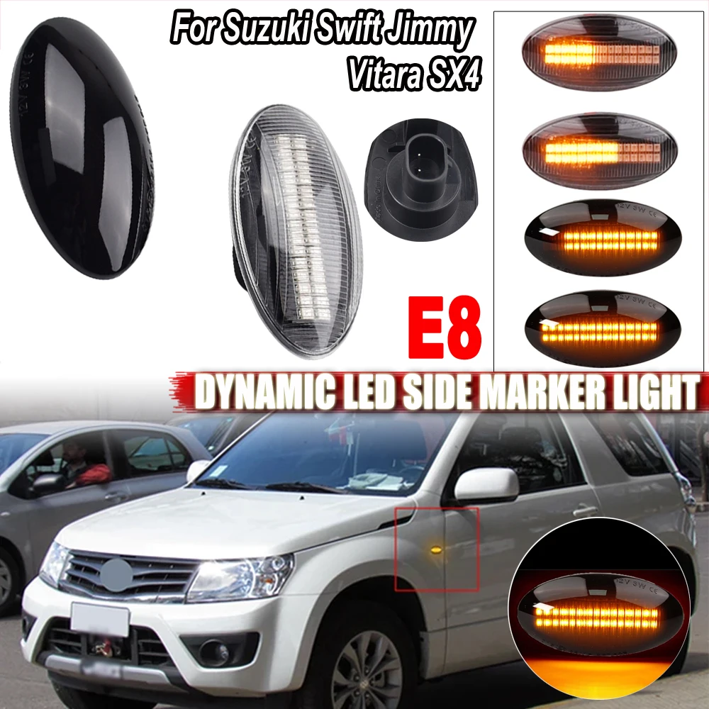 1Pair LED Turn Signal Side Marker Light For Suzuki Swift Alto SX4 Jimny Splash Grand Vitara Sequential Flashing Dynamic Lamp