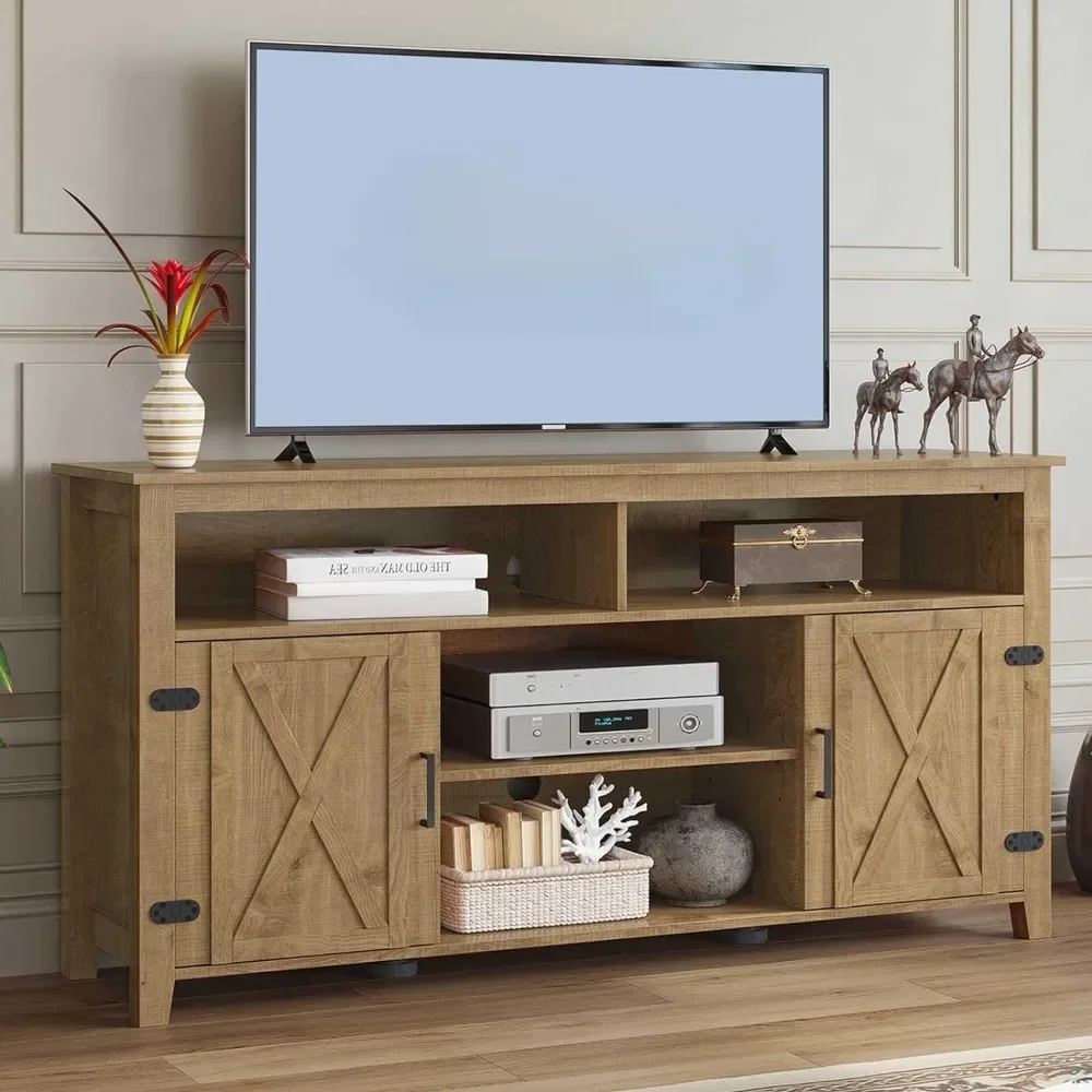 Soporte de TV con puerta de Granero de granja Ps5 para TV de 65 pulgadas, centro de entretenimiento moderno para muebles de 300 libras, soportes de televisión, gabinete para el hogar
