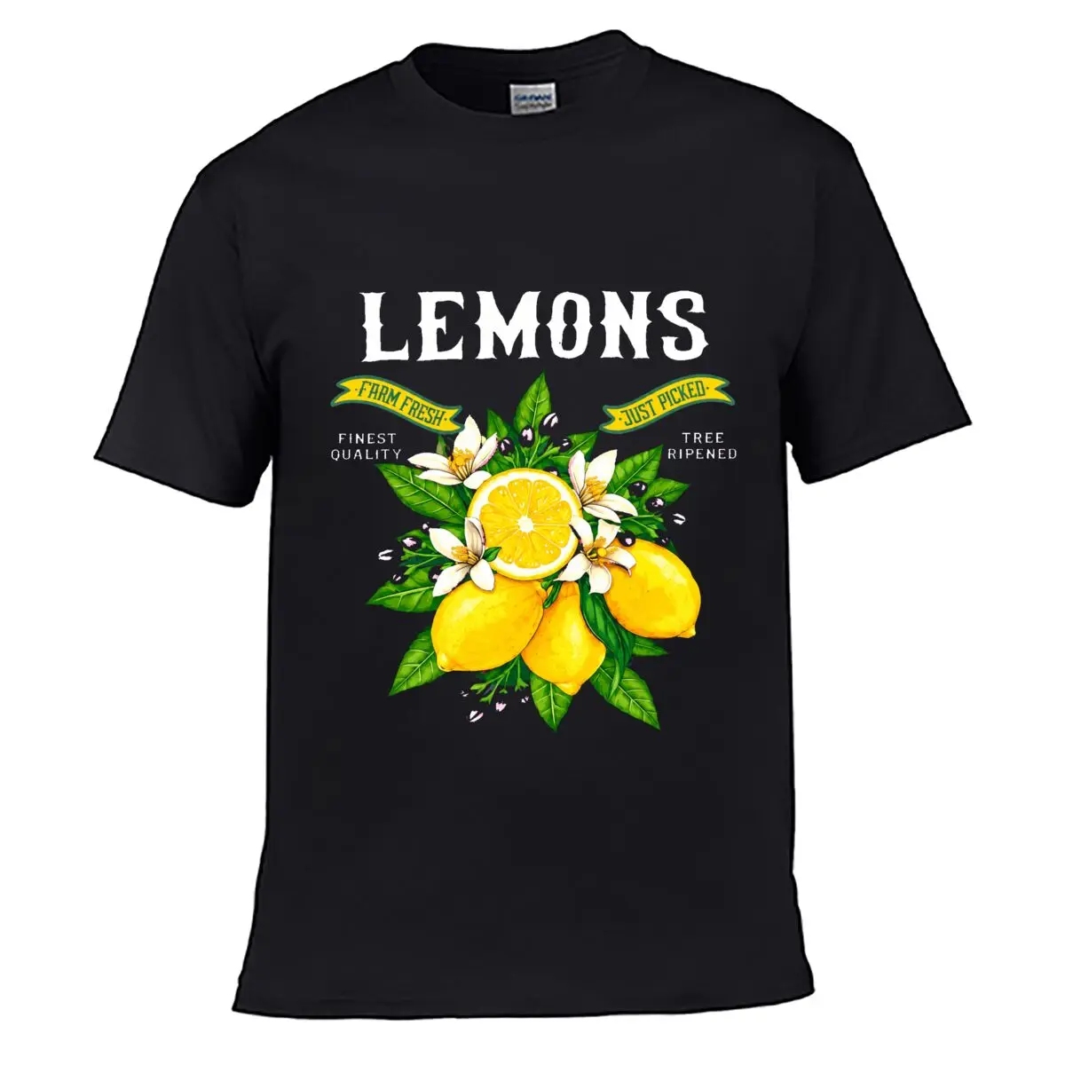 Farm Fresh Just Picked Lemons Citrus Blossoms Leaves Street Loose Simple Tee