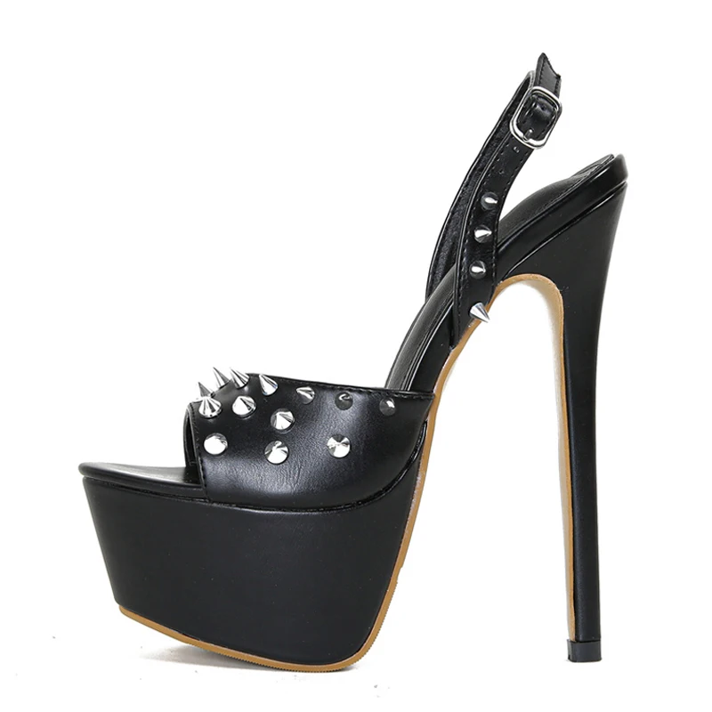 Liyke-Sandalias de plataforma con remaches de Metal para mujer, zapatos de banquete de boda, tacones altos de Stripper con punta abierta Sexy,