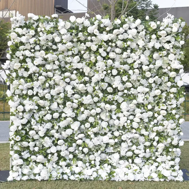 Home Vintage Floral Plant Silk Wedding Backdrop Wall Panel Artificial Flowers for Event Welcome Check-in Decorations