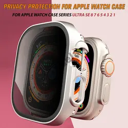 Vidro Anti-Espião para Apple Watch, Protetor de Tela Privado HD, Bumper iWatch 9, 8, 7, SE, 6, Película Temperada, Ultra 2, 49mm, 40mm, 44mm, 45 milímetros