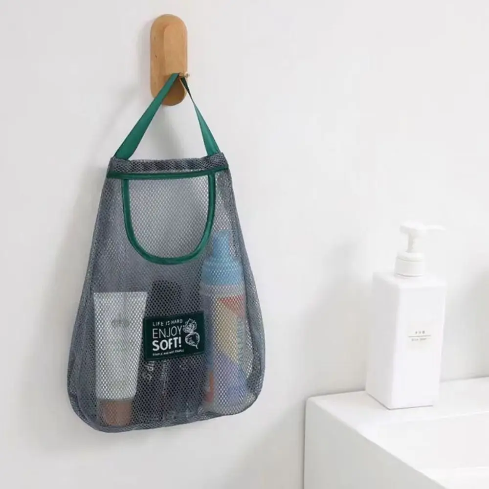 New Reusable Kitchen Hanging Mesh Bag Wall Mounted Polyester Fruit Vegetable Storage Net Bag Large Capacity Net Pocket