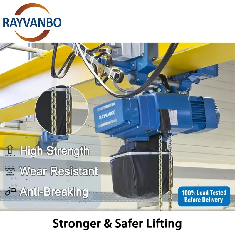 Rayvanbo New 125kg 500kg European Double Speed Electric Chain Hoist Hook Moveable Metal IP54/55 Protection Manufacturing Plant