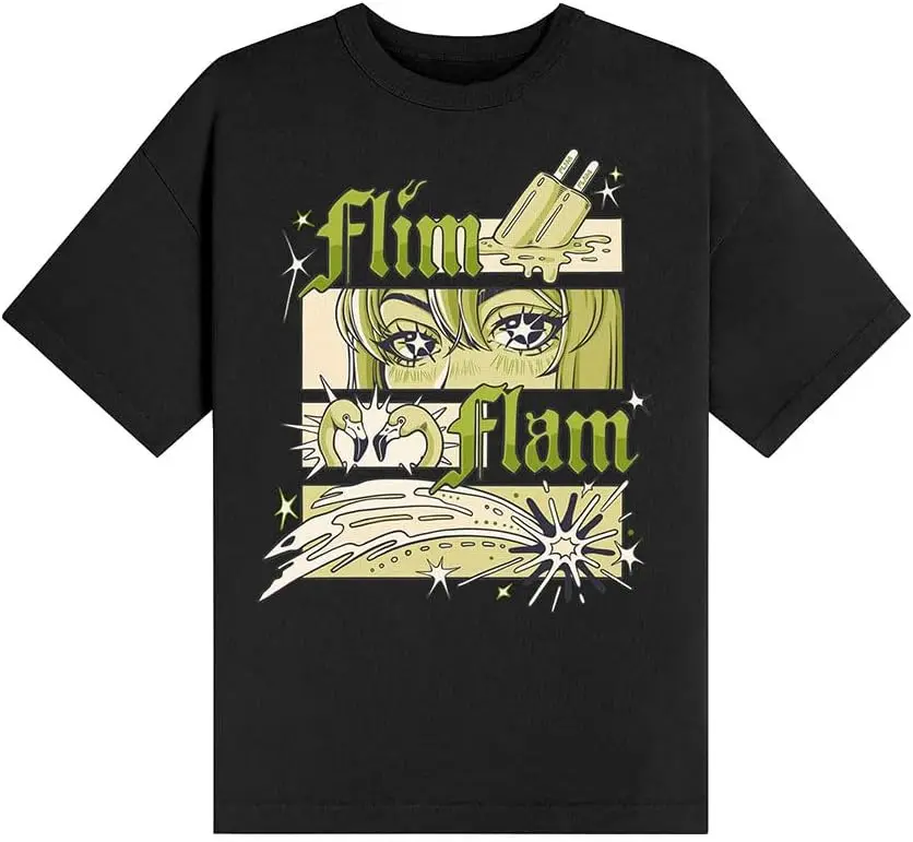 Flamingo FLIM FLAM TEE Merch Fashion T-Shirt Harajuku Womens Summer Short Sleeve Tops T-Shirt