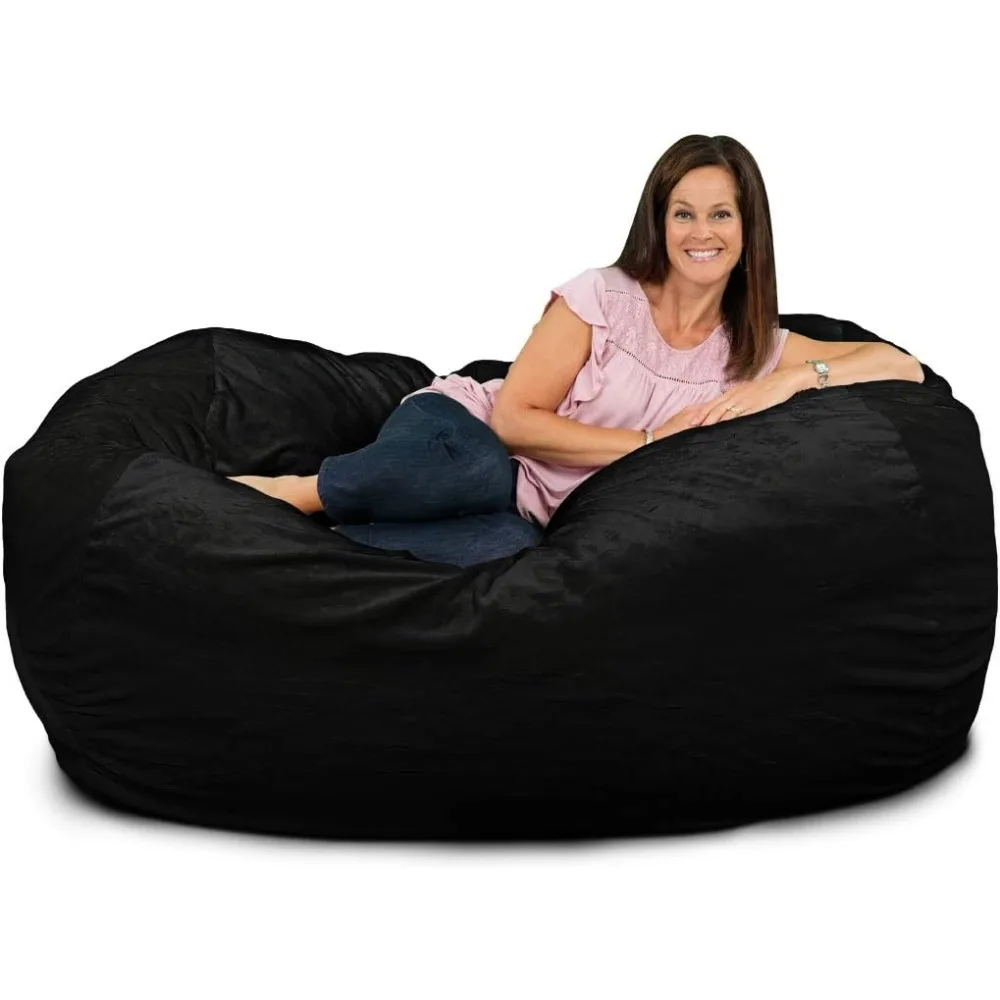 

"Adult-Sized Comfortable Bean Bag Lounge Chair, Oversized Sofa Bean Bag, Relaxing Couch Bean Bag Furniture in Black"