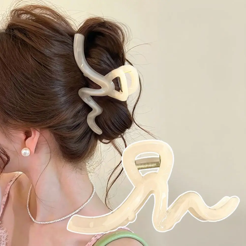 Korean Style Wave Acrylic Claw Clip Fashion Hair Accessories For Thick Hair Strong Hold Jaw Clips Elegant Headwear