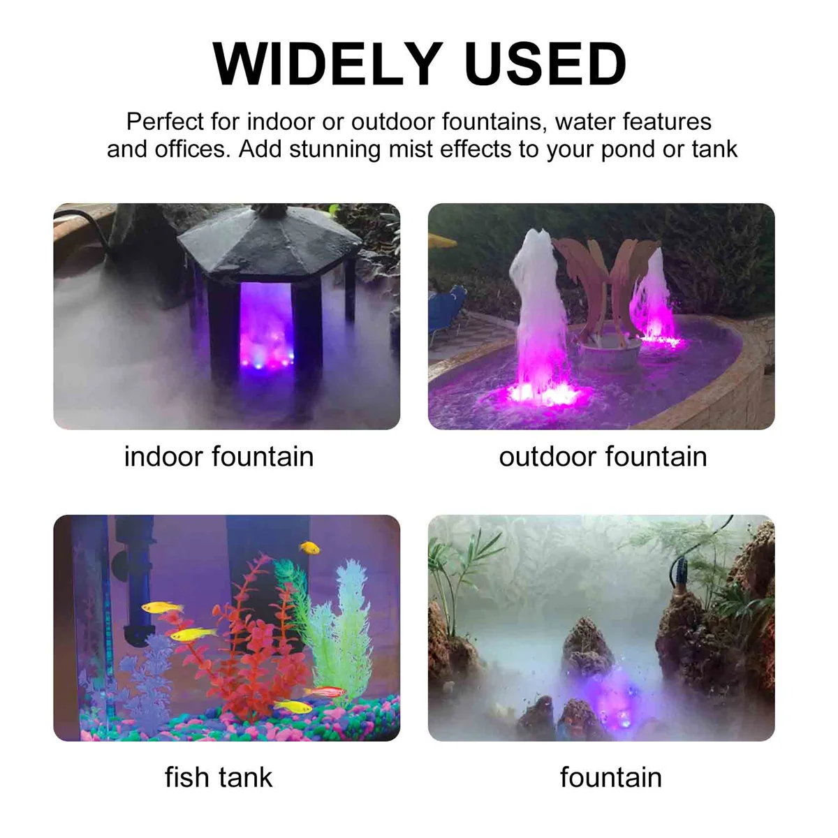 

24V Color Changing Ultrasonic Mist Maker Fogger Water Fountain Pond Atomizer Air Humidifier 12 LED with Adapter