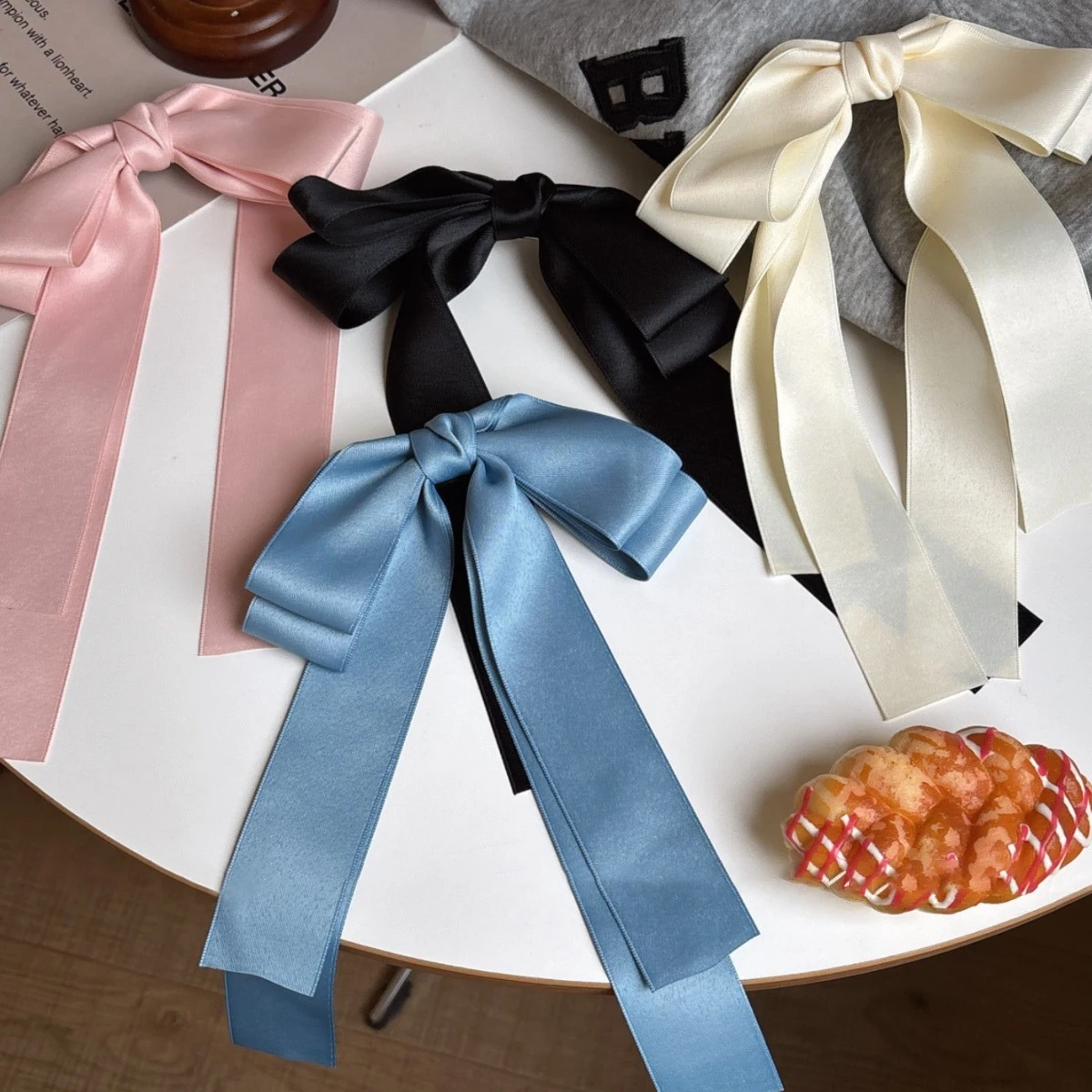 1pc Girl Ballet Style Bow Streamer Hairpin, Female Elegant Sweet and Lovely Fashion Temperament Korean Version Headwear
