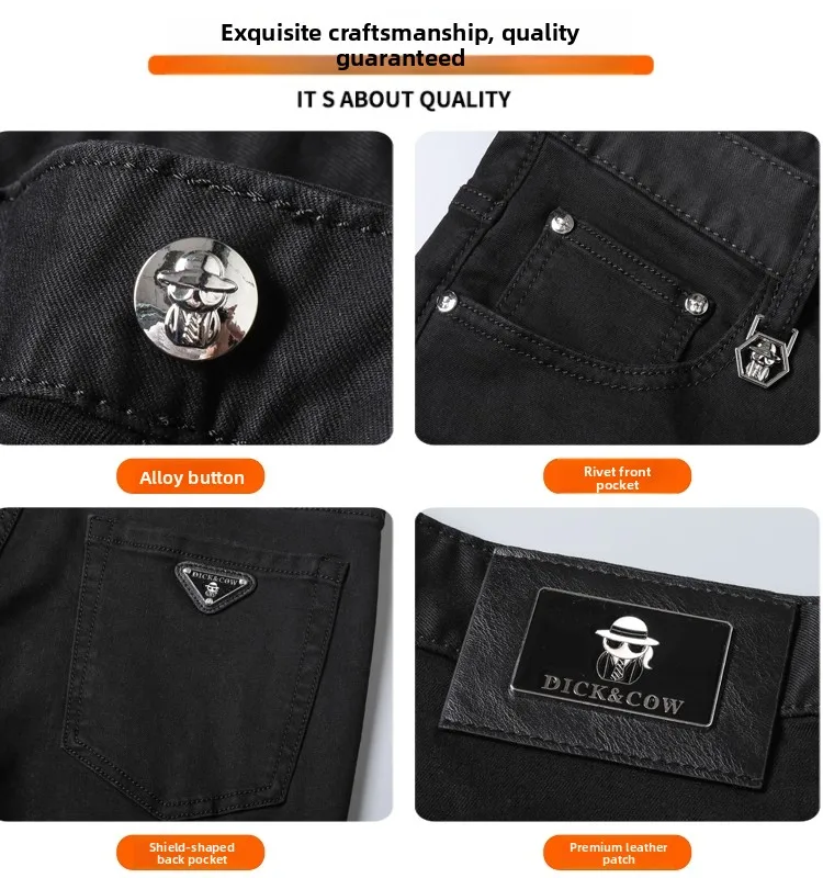 

Slim Fit Bla Jeans Men's Summer Thin Stretchy Spring Summer Trendy Casual Cotton Polyester Spandex Blend Wear Resistant