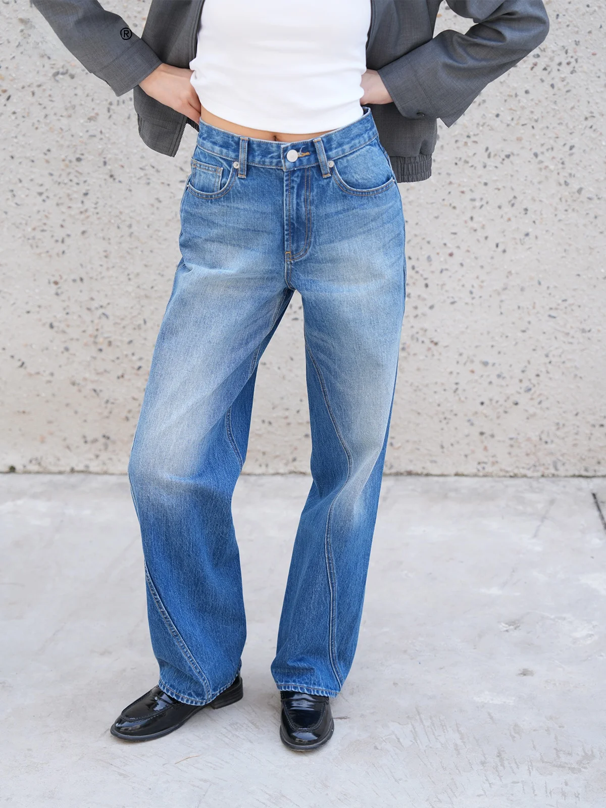 

Джинсы свободного прямого кроя с асимметричным дизайном и вставками из хлопка, винтажные, для женщин, модель DDJust a Girl