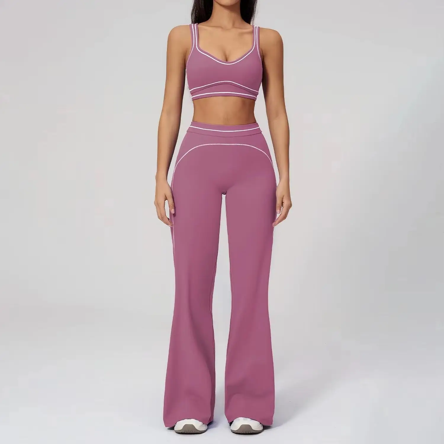 2026 Women Summer Yoga Set 2PCS Sport Suit Gymwear Workout Clothes Gym Crop Top High Waist Legging Fitness Bra Set Sports Suits