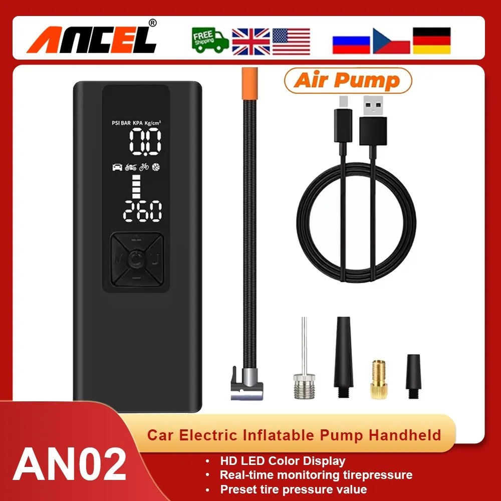 

12 В ручной беспроводной портативный автомобильный электрический надувной насос ANCEL AN02 6000 мАч компрессор насос для шин надувной насос