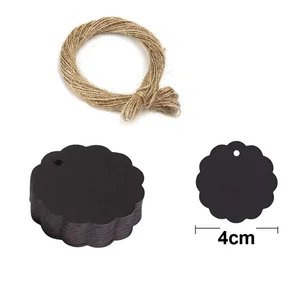 100pc + 20m cânhamo corda douramento obrigado por pendurado tag couro preto e branco papelão em branco artesanal DIY coração círculo rótulo 10 principais vendas absorvente cânhamo - №3