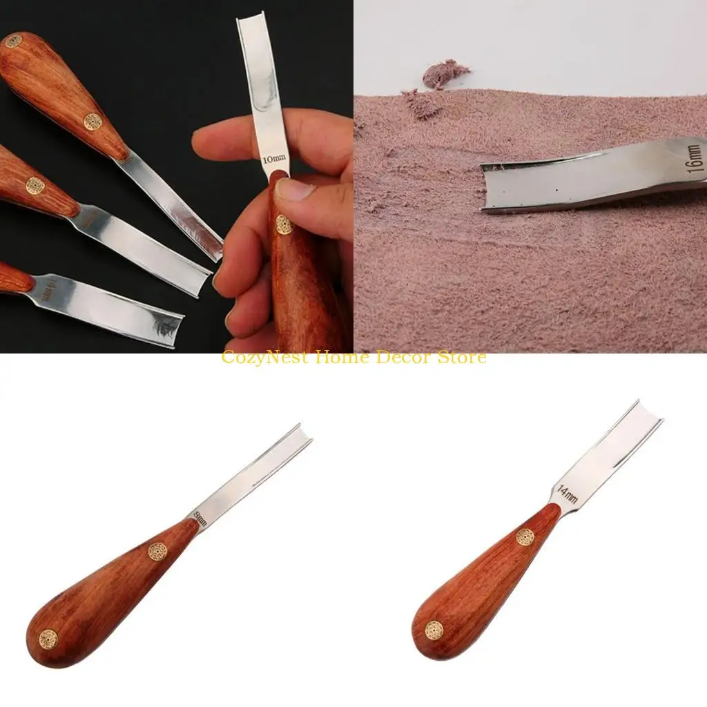 

92MF Leathercraft Edges Skiving Beveler Tool Leather Edges Trimmer with Wooden Handle