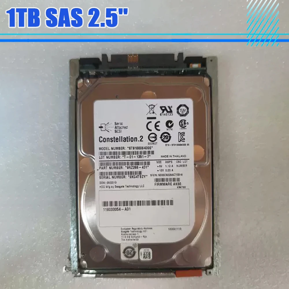 V4-2S07-010 005050550 HDD 1TB SAS 2.5'' Original Disassembly Dard Drive For EMC