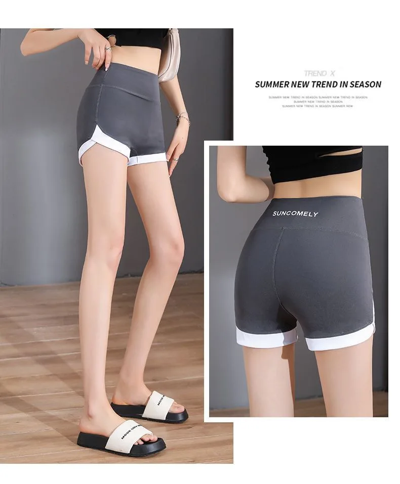 شورت يوجا رياضي للسيدات بخصر عالٍ، رفع الورك، اللياقة البدنية، الجري، ركوب الدراجات، شورت ثلاثي النقاط، شورت يوجا نسائي سريع الجفاف