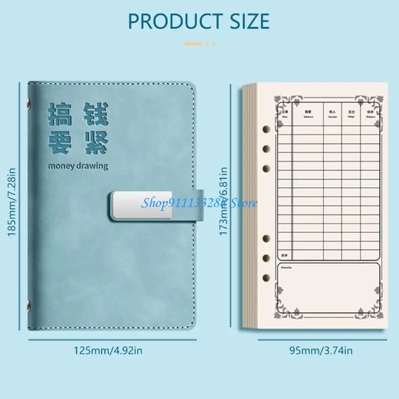 G88D เครื่องหนังนักวางแผนงบประมาณ 90 หน้าแผ่นงบประมาณ 6 วงแหวน Binder ครอบคลุมสมุดบันทึกเงินที่เติมได้สำหรับการวางแผน