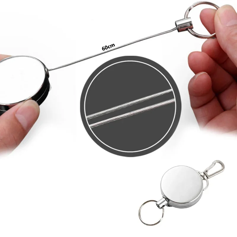 Outdoor EDC Resilience Steel Wire Rope Elastic Keychains keyring Sporty Retractable Alarm Keychain Anti-lost telescopic Keys