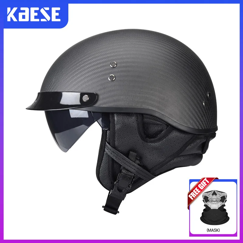 

DOT certified carbon fiber helmet, vintage motorcycle half helmet, men's motorcycle safety helmet, electric motorcycle helmet