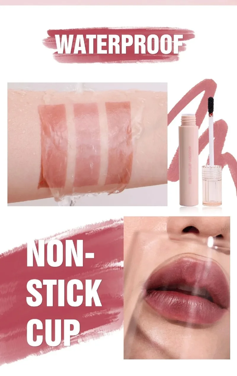 Abziehbarer Lippenstift: Langanhaltender, wasserfester, pink-roter Lippenkontur-Tint, transferfest, nicht abfärbend, für volle Lippen – Lipgloss-Make-up – Detail 5