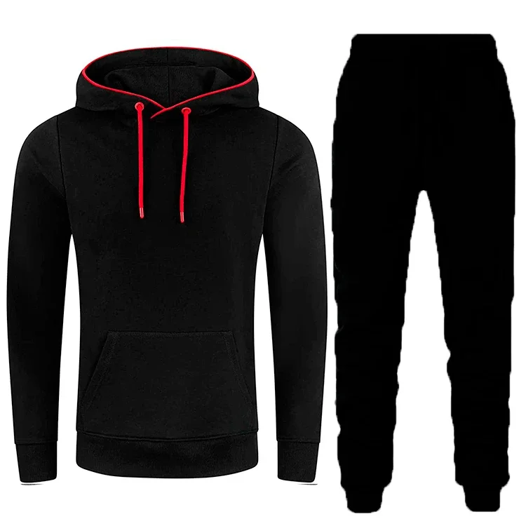 LIBIELIY Men's Fashionable And Versatile Hooded Sweatshirts With Solid - Color Long Trousers For Autumn And Winter, An Outdoor S
