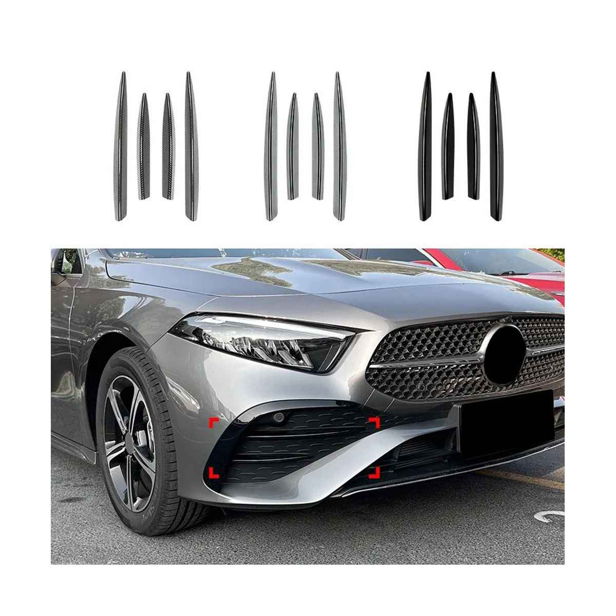 Glossy Black Front Lip Front Grille Trim for A Class W177 A180 2023+ 2018+ Car Spoiler